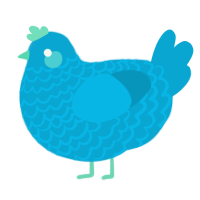 A cerulean chicken with a lace pattern