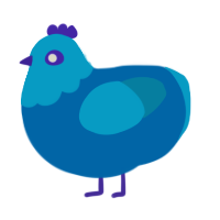C3D, a sapphire and cerulean chicken with a head pattern