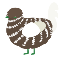Barked, a bark and white chicken with a bar pattern