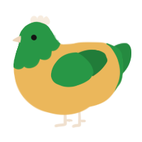 A honey and viridian chicken with a head pattern