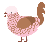 A rose and brown chicken with a lace pattern
