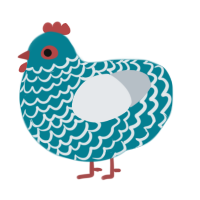 A sea and mist chicken with a lace pattern
