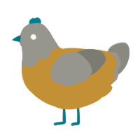 A gold and ash chicken with a head pattern