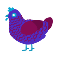 A indigo and wine chicken with a lace pattern