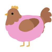 A pink and brown chicken with a head pattern