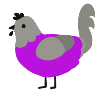 A amethyst and ash chicken with a head pattern