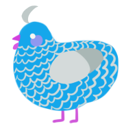 A sky and silver chicken with a lace pattern