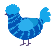 A ultramarine and sky chicken with a bar pattern