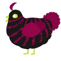 A sable and maroon chicken with a bar pattern