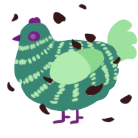 A teal and spring chicken with a bar pattern