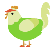 A grass and lemon chicken with a head pattern