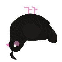 A black and sable chicken with a lace pattern