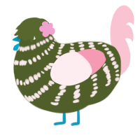 A olive and rose chicken with a bar pattern