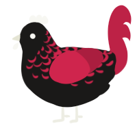 A sable and crimson chicken with a half-lace pattern