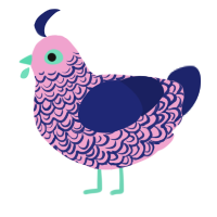 A pink and navy chicken with a double-lace pattern