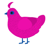A fuchsia chicken with a double-lace pattern