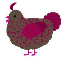 A bark and maroon chicken with a speckle pattern