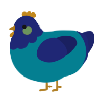 A sea and navy chicken with a head pattern