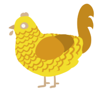 Chica, a yellow and ochre chicken with a lace pattern