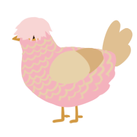 A pink and beige chicken with a lace pattern