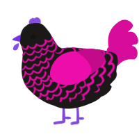 Pop Punk, a sable and fuchsia chicken with a lace pattern
