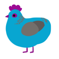 A cerulean and grey chicken with a neck-band pattern