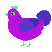 A amethyst and indigo chicken with a neck-band pattern