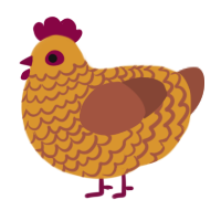 A orange and russet chicken with a lace pattern