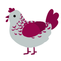 A silver and maroon chicken with a half-lace pattern