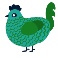 Algae, a turquoise and leaf chicken with a lace pattern