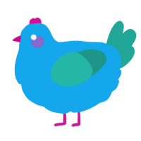 A sky and turquoise chicken