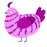 A lavender and plum chicken with a bar pattern