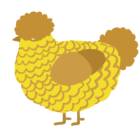 A yellow and gold chicken with a lace pattern