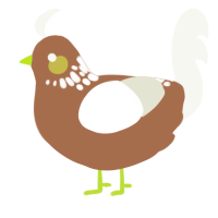 sugar glaze, a brown and white chicken with a neck-speckle pattern