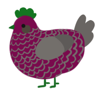 A wine and grey chicken with a lace pattern