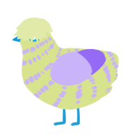 A lemon and lilac chicken with a bar pattern