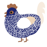 A navy and cream chicken with a double-lace pattern