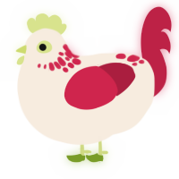 Sprite Cranberry, a cream and crimson chicken with a neck-speckle pattern