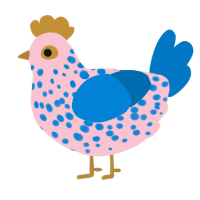 A rose and sapphire chicken with a speckle pattern