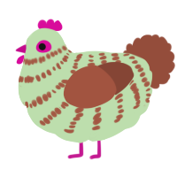 A gluppy and russet chicken with a bar pattern