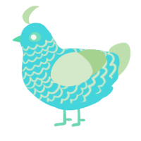 A aqua and gluppy chicken with a lace pattern