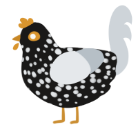 A sable and mist chicken with a speckle pattern