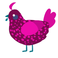A wine and fuchsia chicken with a speckle pattern