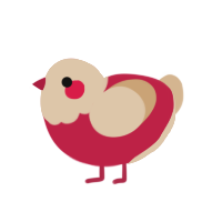 A crimson and beige chicken with a head pattern
