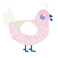 A rose and white chicken with a double-lace pattern