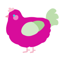 A fuchsia and gluppy chicken