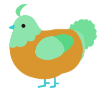 A orange and spring chicken with a head pattern