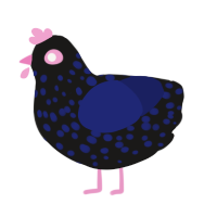 A sable and navy chicken with a speckle pattern