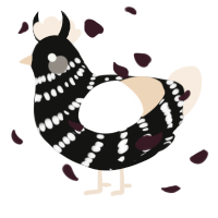 A black and cream chicken with a bar pattern