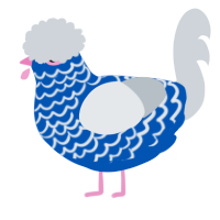 A ultramarine and mist chicken with a lace pattern